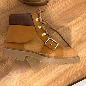 ASOS DESIGN lace-up ankle boots in a tan suede